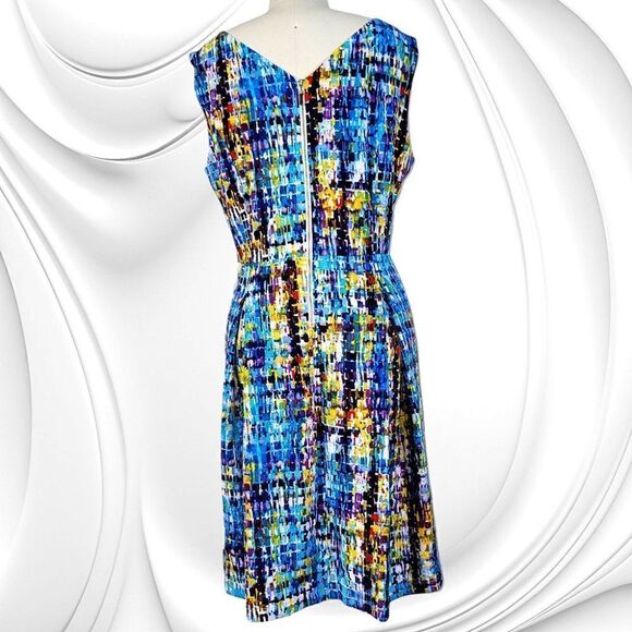 Ellen Tracy multi-color blocks sleeveless princess dress - Picture 3 of 7